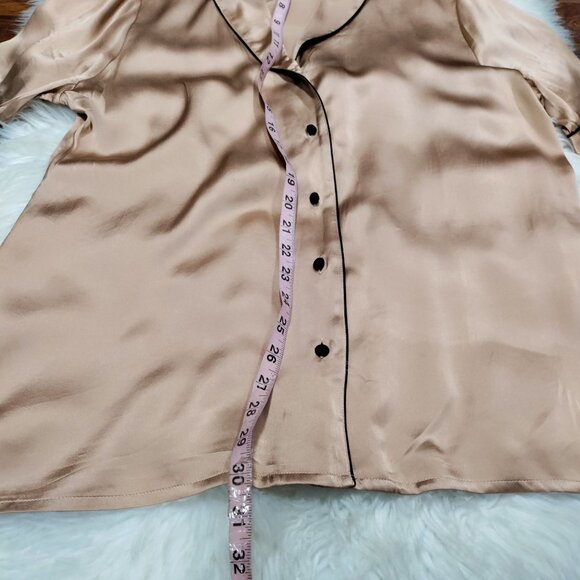 Intimissimi Soft Satin Piping Trim Short Sleeve Shirt & Shorts Pajama Set Size L - Picture 14 of 16